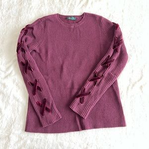 Plum/Maroon Sweater with Velvet Detail